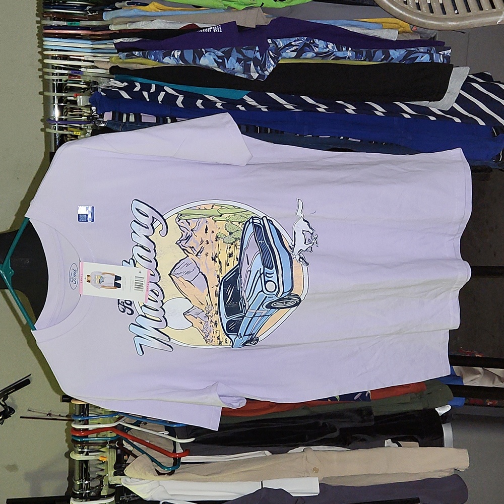 Small but runs larger Ford mustang graphic shirt